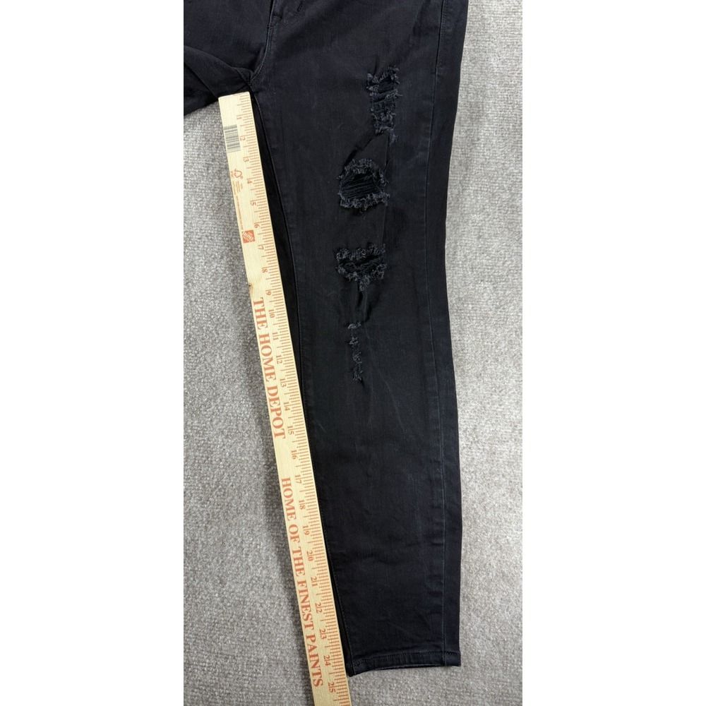Torrid Premium Sky High Skinny Jeans Black Distressed Ripped Size 10S Women's - Picture 5 of 7